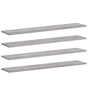 vidaXL sienas plaukti, 4 gb., pelēki, 100x20x1,5 cm, inženierijas koks