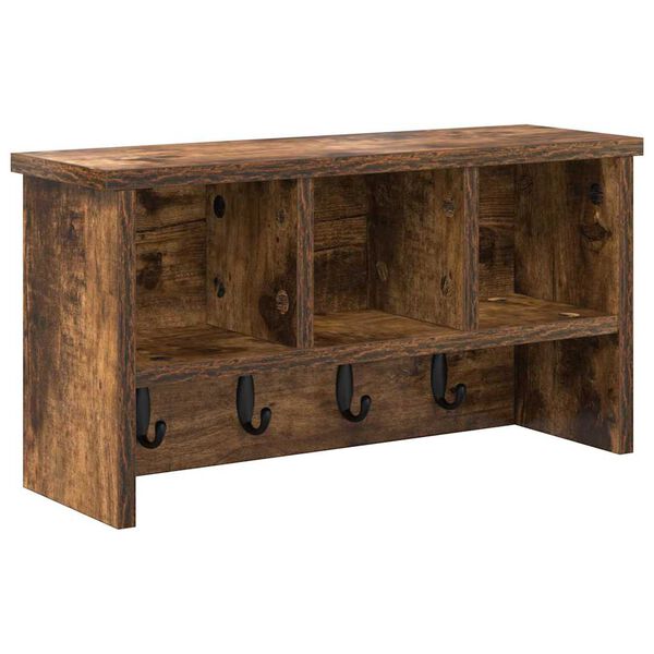 vidaXL Sienas pakaramais ar plauktu Dūmaka ozols 50 x 16 x 26 cm