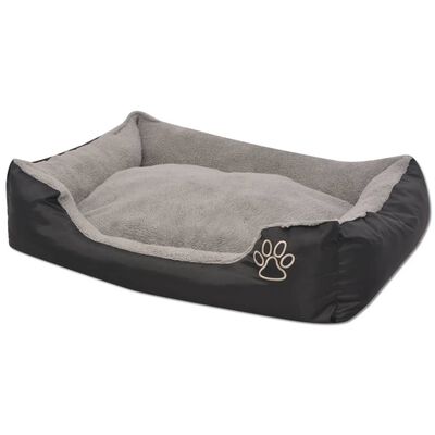 vidaXL suņu gulta ar polsterētu spilvenu, M izmērs, melna