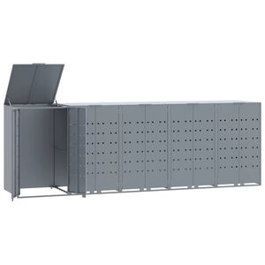 vidaXL atkritumu tvertņu novietne, pelēka, 345x79x117 cm, tērauds
