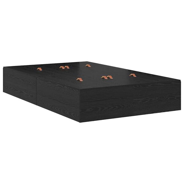 vidaXL Gultas ar uzglabāšanas vietu Melns ozolkoks 120 x 190 cm