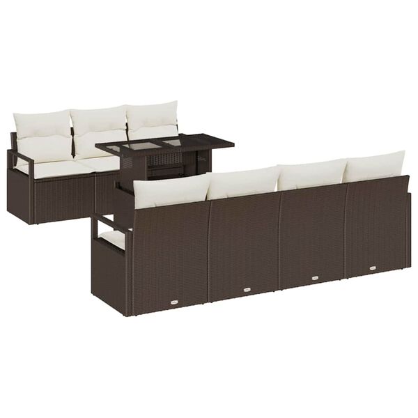vidaXL Dārza dīvānu komplekts 8 pcs Brūns un Krēma poliratāns