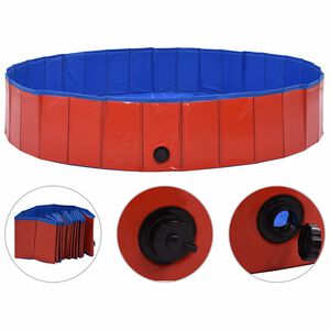vidaXL suņu baseins, salokāms, sarkans, 160x30 cm, PVC