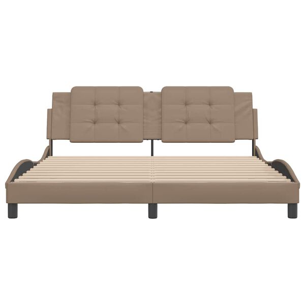 vidaXL gultas rāmis bez matrača, Zadar, kapučīno, 180x200 cm, mākslīgā āda