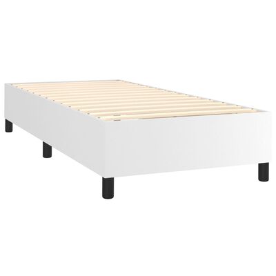 vidaXL atsperu gulta ar matraci, LED, balta, 100x200 cm, mākslīgā āda