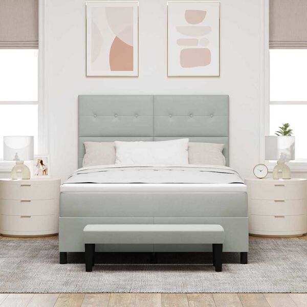 vidaXL Kastītes atsperu gulta Gai&scaron;i pelēka 160 x 200 cm Samts