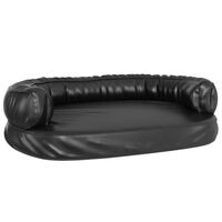 vidaXL ergonomiska suņu gulta, melna, 75x53 cm, mākslīgā āda