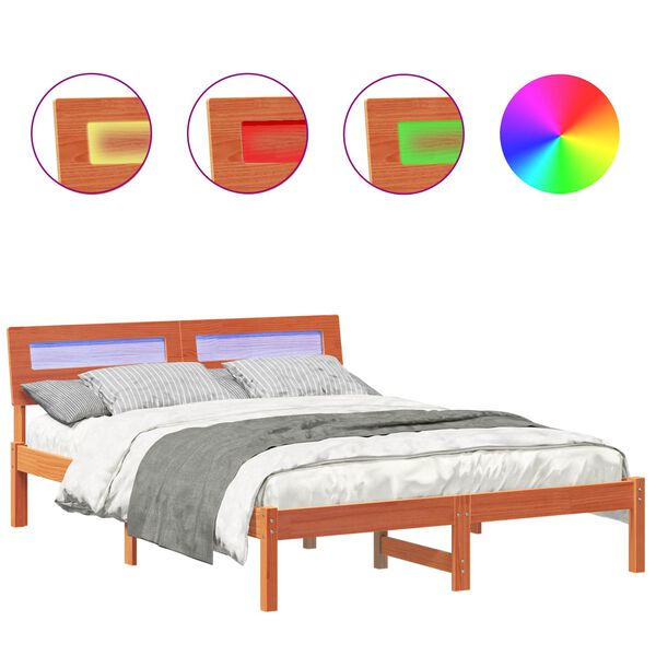 vidaXL Gultas rāmis Vaks brūns 120 x 190 cm Ciets priedes koks