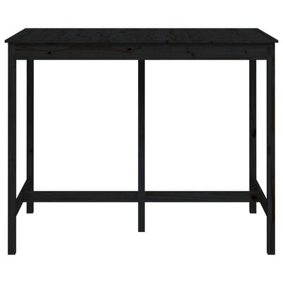 vidaXL bāra galds, melns, 140x80x110 cm, priedes masīvkoks