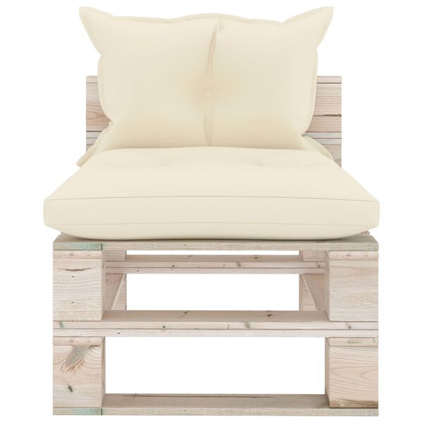 vidaXL vidējais dārza pale&scaron;u dīvāns ar matračiem, priedes koks