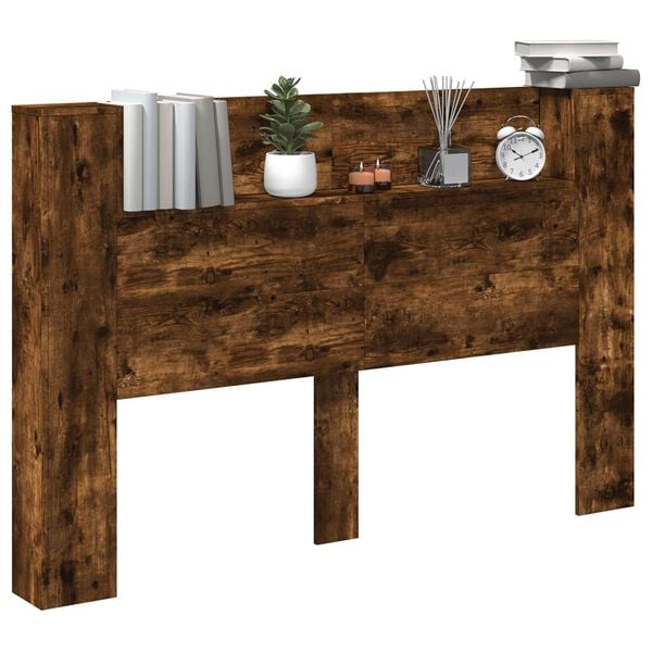 vidaXL Galvas dēlis ar LED Kūpināts Ozols 160 x 16,5 x 103,5 cm