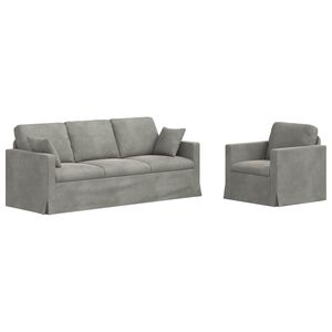 vidaXL Dīvānu komplekts 2 pcs Gai&scaron;i pelēks 198 x 78 x 80 cm Samts