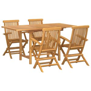 vidaXL Dārza ēdamgalds 5 pcs Brūna Ciets tek&scaron;a koks