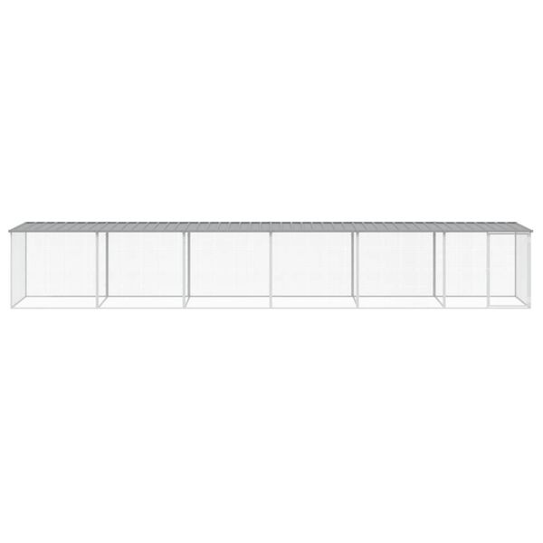 vidaXL vistu būris, jumts, gai&scaron;i pelēks, 603x98x90 cm, cinkots tērauds