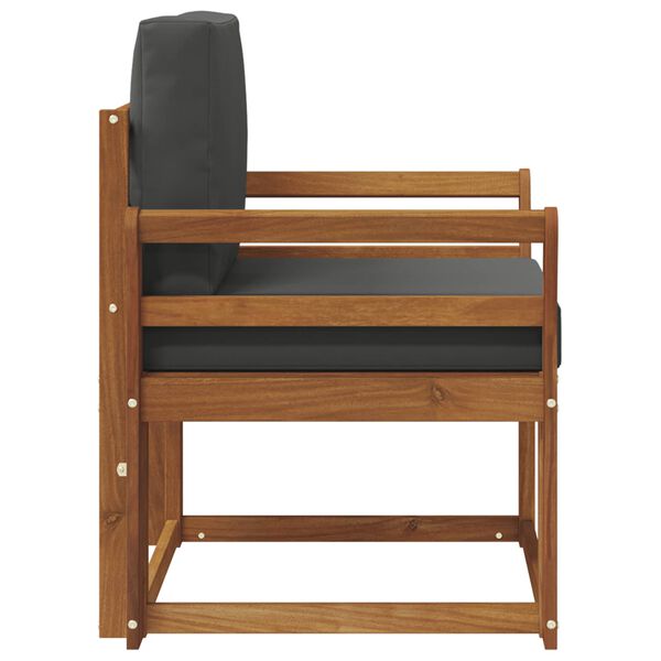 vidaXL Āra dīvāns Cieta akācijas koks un poliesters Dabiska