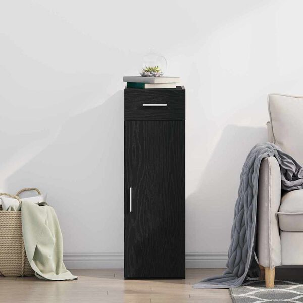 vidaXL Puse ar atvilktni Melns ozolkoks 30 x 42,5 x 93 cm