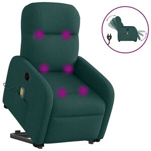 vidaXL elektrisks masāžas krēsls, paceļams, atgāžams, zaļ&scaron; audums