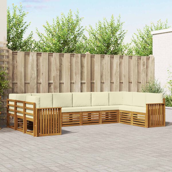 vidaXL Stūru dīvānu komplekts ar spilvenu 10 pcs Dabisks un krējuma