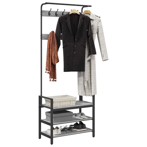 vidaXL Pakaramais ar plauktu Pelēka Sonomas ozola 75 x 34 x 184 cm