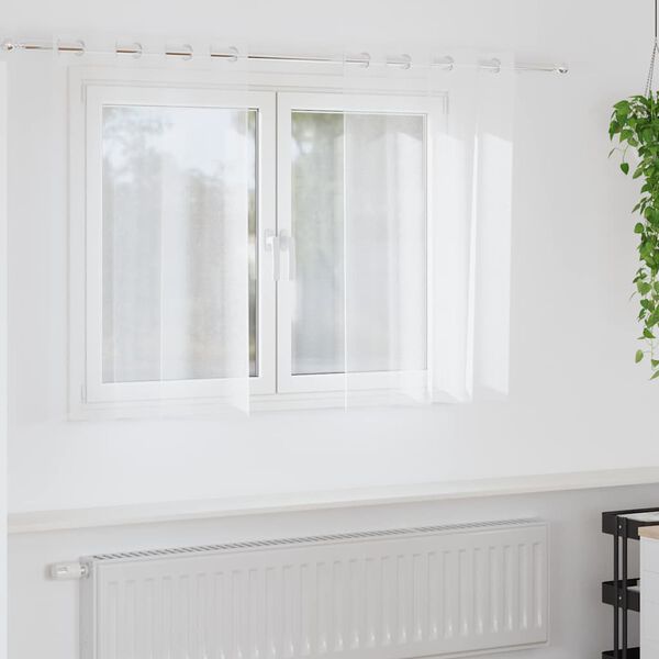 vidaXL Voile aizkaris ar aizkariem 2 pcs Balts 140 x 140 cm Poliesters