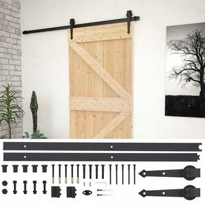 vidaXL Slīdo&scaron;ās durvis 80 x 210 cm Priedes masīvkoks Dabiska un melna