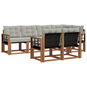 vidaXL Āra dīvānu komplekts ar spilvenu 7 pcs Dabīgs un gai&scaron;i pelēks