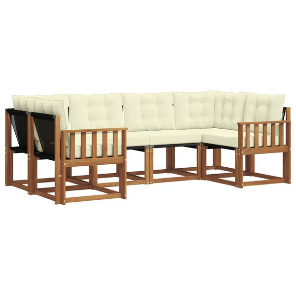 vidaXL Āra dīvānu komplekts ar spilvenu 6 pcs Dabisks un krējuma