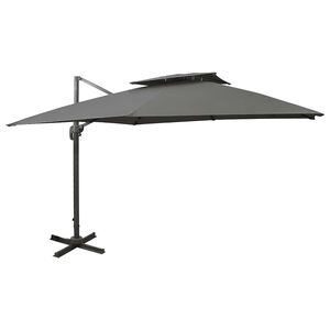 vidaXL dārza saulessargs ar divkār&scaron;u jumtu, 300x300 cm, antracītpelēks