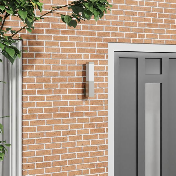 vidaXL Āra sienas lampa Sudraba 10.5 x 6 x 35 cm Nerūsējošs tērauds