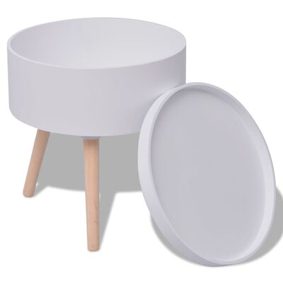 vidaXL apaļš galdiņš ar paplāti, 39,5x44,5 cm, balts