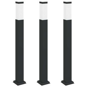 vidaXL stabveida gaismekļi, 3 gab., 80 cm, melni, IP44