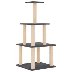 vidaXL kaķu māja ar sizala stabiem nagu asinā&scaron;anai, 111 cm, pelēka