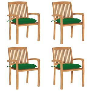 vidaXL dārza krēsli ar matračiem, 4 gab., masīvs tīkkoks