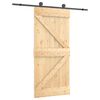 vidaXL Slīdo&scaron;ās durvis Dabiska un melna 95 x 210 cm Cieta priedes koks