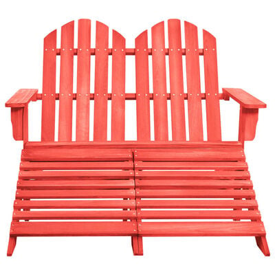 vidaXL divvietīgs dārza krēsls ar kāju balstiem, egles koks, sarkans