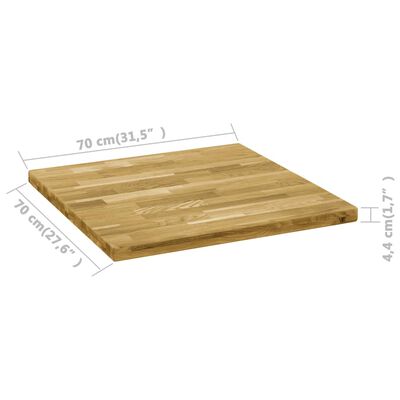 vidaXL galda virsma, 70x70 cm, 44 mm, kvadrāta forma, ozola masīvkoks