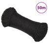 vidaXL darba virve, melna, 8 mm, 50 m, polipropilēns