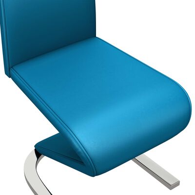 vidaXL virtuves krēsli, 2 gab., zigzaga forma, zila mākslīgā āda