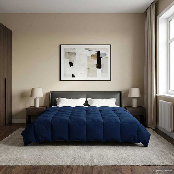 vidaXL Vasaras segas Tiltiņ&scaron; Tum&scaron;i zils 220 x 240 cm Mikro&scaron;ķiedra