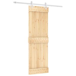 vidaXL Slīdo&scaron;ās durvis Dabisks un balts 70 x 210 cm Cieta priedes koks