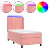 vidaXL atsperu gulta ar matraci, LED, rozā samts, 90x190 cm