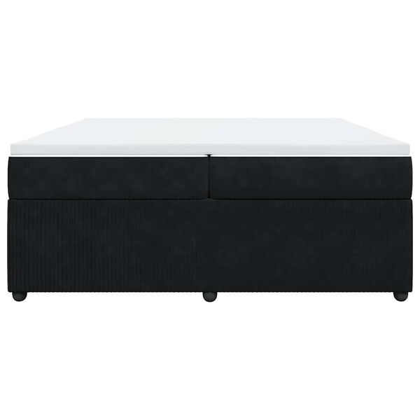 vidaXL atsperu gulta ar matraci, melna samts, 200x200 cm