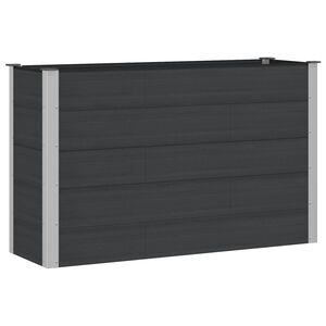 vidaXL Augstā puķu kaste Melns 150 x 50 x 91 cm WPC un alumīnijs