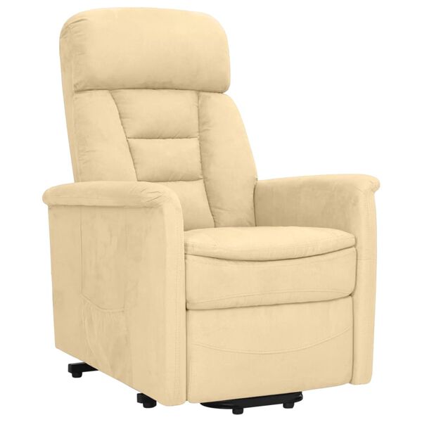 vidaXL paceļams atpūtas krēsls, krēmkrāsas mākslīgā zam&scaron;āda