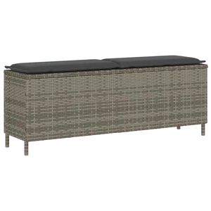 vidaXL dārza sols ar spilvenu pelēks 110x30x40,5 cm polirotangpalmas