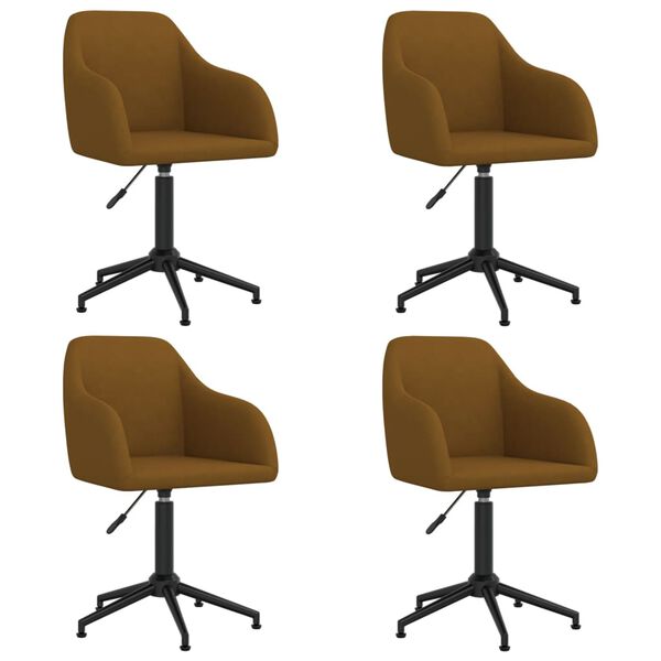 vidaXL grozāmi virtuves krēsli, 4 gab., brūns samts