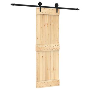 vidaXL Slīdo&scaron;ās durvis Dabiska un melna 70 x 210 cm Cieta priedes koks
