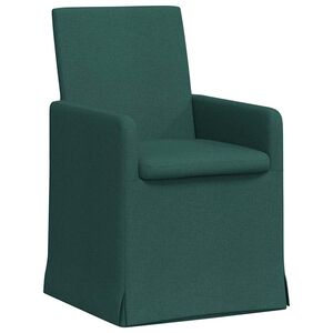 vidaXL Ēdamkrēsli 2 gab. audums Tum&scaron;i zaļa 57 x 67 x 95 cm
