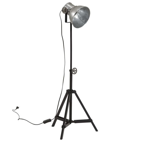 vidaXL grīdas lampa 25 W, vintāžas, sudraba krāsa, 35x35x65/95 cm, E27