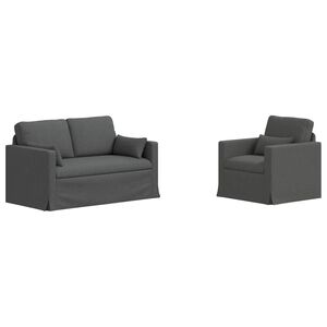 vidaXL Dīvānu komplekts 2 pcs Tum&scaron;i pelēks 139 x 78 x 80 cm audums